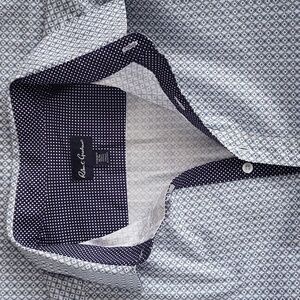 Robert Graham Classic Fit Shirt XL - Blue Geometric Print with Contrast Cuffs